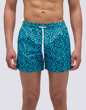 FLASH LEOPARD PRINT ELASTIC WAIST SHORT SWIMSUIT