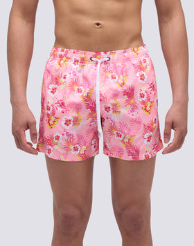 MAILLOT DE BAIN COURT À TAILLE ÉLASTIQUE ET IMPRIMÉ HAWAÏEN DE RÊVE