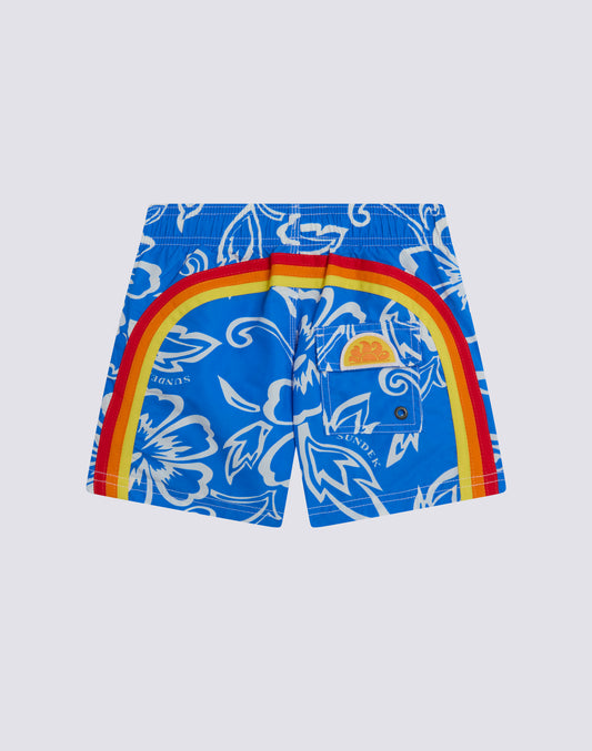SHORT SWIMSHORTS WITH ELASTIC WAIST ARCHIVE HIBISCUS PRINT
