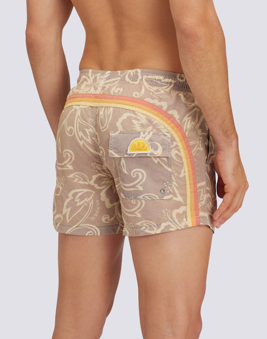 SK23 PRINT SHORT SWIMSHORTS ELASTIC WAIST ICONIC TAFFETA GOLDENWAVE