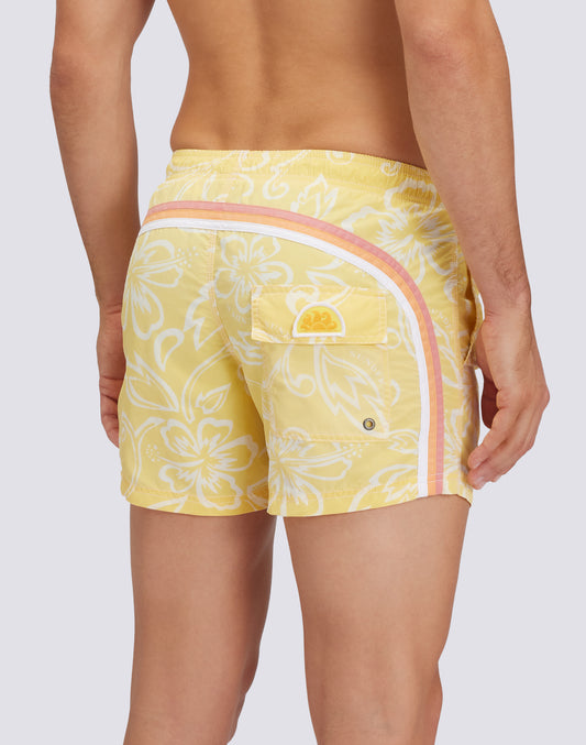 SK23 PRINT SHORT SWIMSHORTS ELASTIC WAIST ICONIC TAFFETA GOLDENWAVE