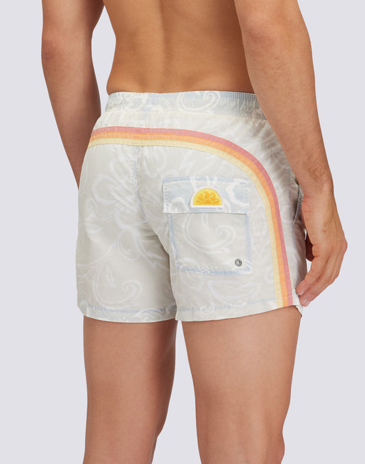 SK23 PRINT SHORT SWIMSHORTS ELASTIC WAIST ICONIC TAFFETA GOLDENWAVE