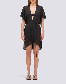 KAFTANO CORTO IN LUREX CON CINTURINO