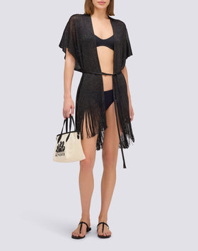 KAFTANO CORTO IN LUREX CON CINTURINO