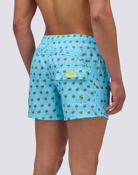 MAILLOT DE BAIN COURT À TAILLE ÉLASTIQUÉE REPREVE® AVEC IMPRESSION MINI PALMIERS