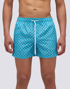 REPREVE® TRAJE DE BAÑO CORTO CON CINTURA ELÁSTICA Y GREETINGS FROM MEXICO ESTAMPADO