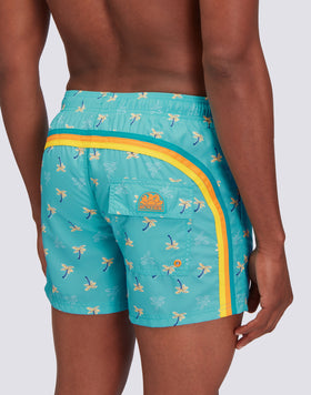 MAILLOT DE BAIN COURT À TAILLE ÉLASTIQUÉE REPREVE® AVEC IMPRESSION COZY PALM