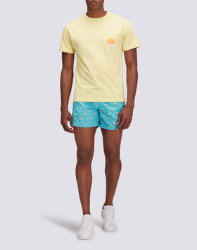 MAILLOT DE BAIN COURT À TAILLE ÉLASTIQUÉE REPREVE® AVEC IMPRESSION COZY PALM