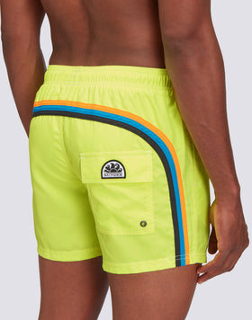 MAILLOT DE BAIN COURT TAILLE ÉLASTIQUÉE POLYESTER RECYCLÉ REPREVE® FLUO