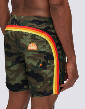 CAMOU PRINT SHORT SWIMMING COSTUME WITH ELASTICATED WAIST