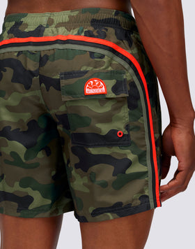 CAMOU PRINT SHORT SWIMMING COSTUME WITH ELASTICATED WAIST