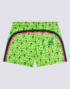 SHORT DE BAIN COURT TAILLE ÉLASTIQUÉE MICROIMPRIMÉ SKELETON BAY REPREVE®