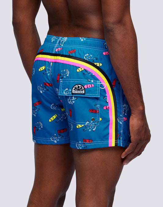 SWIM SHORTS PRINT SKELETON OLLIE REPREVE®