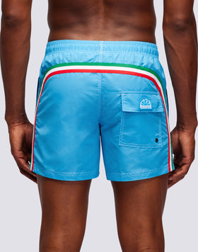 MAILLOT DE BAIN COURT TAILLE ÉLASTIQUÉE TAFFETAS ICONIQUE DRAPEAU ITALIEN