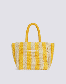 CHOU - PAPER STRAW BAG WITH EMBROIDERED LOGO
