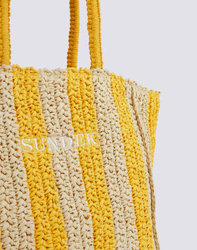 CHOU - PAPER STRAW BAG WITH EMBROIDERED LOGO