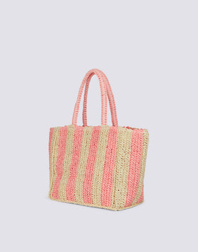 CHOU - BORSA IN PAPER STRAW CON LOGO RICAMATO