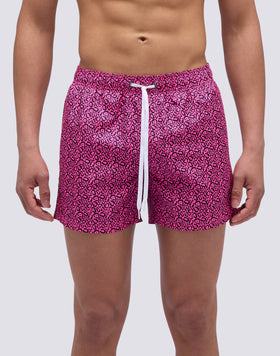 MAILLOT DE BAIN COURT À TAILLE ÉLASTIQUE IMPRIMÉ LÉOPARD FLASH