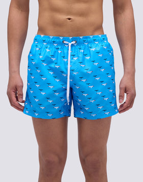 COSTUME DA BAGNO CORTO VITA ELASTICATA IN POLIESTERE RICICLATO CON STAMPA GABBIANI