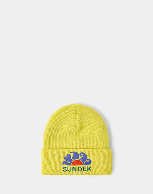 KNITTED CHILD'S BEANIE WITH EMBROIDERED LOGO