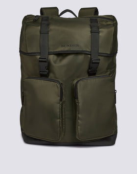 SHINY NYLON BACKPACK WITH CARGO POCKETS