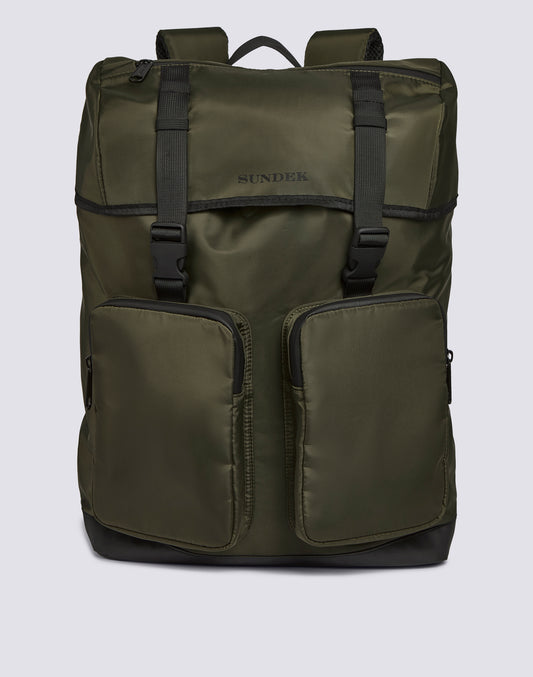 SHINY NYLON BACKPACK WITH CARGO POCKETS