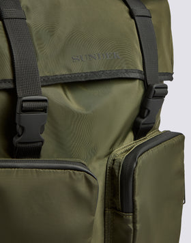 SHINY NYLON BACKPACK WITH CARGO POCKETS
