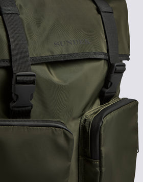 SHINY NYLON BACKPACK WITH CARGO POCKETS