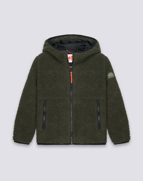 CHAQUETA TEDDY NIÑO CON CAPUCHA Y CREMALLERA