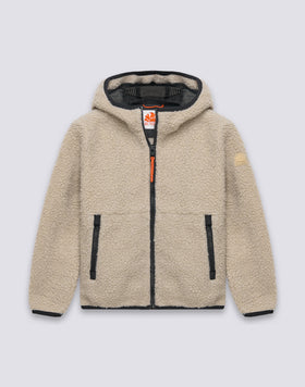 CHAQUETA TEDDY NIÑO CON CAPUCHA Y CREMALLERA