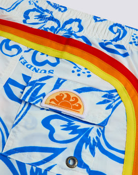 BOYS' SHORT SWIMSUIT WITH ELASTICATED WAIST ARCHIVE HIBISCUS PRINT SK23