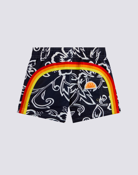 COSTUME DA BAGNO CORTO BAMBINO CON VITA ELASTICATA STAMPA ARCHIVE HIBISCUS SK23