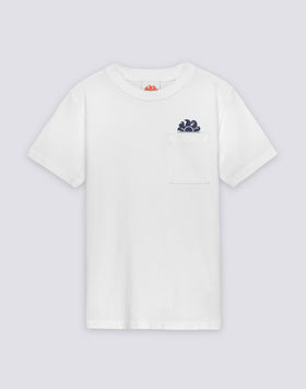T-SHIRT ENFANT À MANCHES COURTES AVEC POCHE ET LOGO SUR LE DEVANT