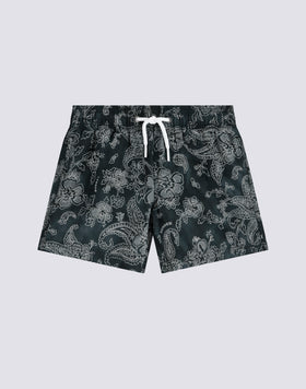BAÑADOR CORTO CON CINTURA ELÁSTICA Y ESTAMPADO HIBI PAISLEY EN POLIÉSTER RECICLADO