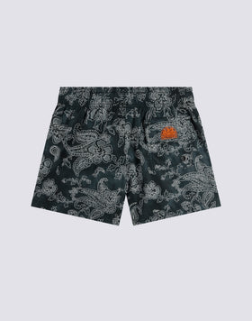 BAÑADOR CORTO CON CINTURA ELÁSTICA Y ESTAMPADO HIBI PAISLEY EN POLIÉSTER RECICLADO