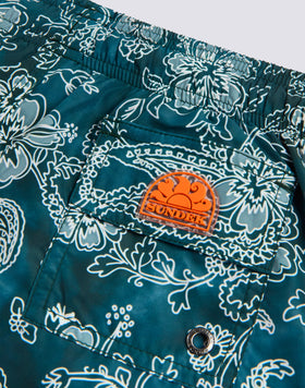 MAILLOT DE BAIN COURT À TAILLE ÉLASTIQUE IMPRIMÉ HIBI PAISLEY EN POLYESTER RECYCLÉ