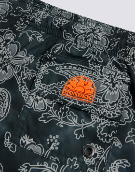 BAÑADOR CORTO CON CINTURA ELÁSTICA Y ESTAMPADO HIBI PAISLEY EN POLIÉSTER RECICLADO