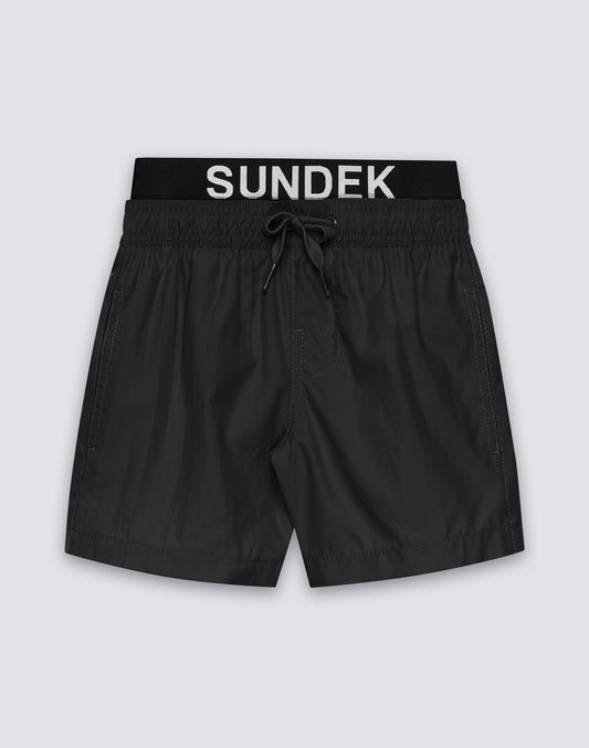 REPREVE® RECYCLED POLYESTER BOYS' SWIMWEAR WITH ELASTICATED LOGO