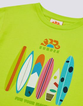 T-SHIRT ENFANT À MANCHES COURTES IMPRIMÉ RAINBOW SURFBOARD