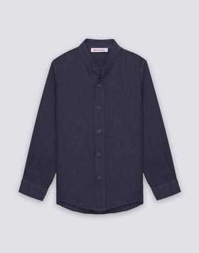 CHEMISE EN LIN À MANCHES LONGUES POUR ENFANT AVEC COL CORÉEN