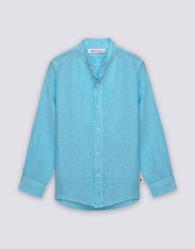 CHEMISE EN LIN À MANCHES LONGUES POUR ENFANT AVEC COL CORÉEN