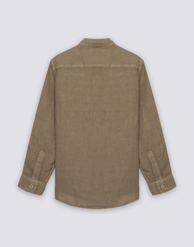 CHEMISE EN LIN À MANCHES LONGUES POUR ENFANT AVEC COL CORÉEN