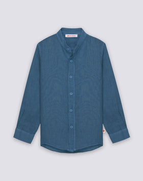 CHEMISE EN LIN À MANCHES LONGUES POUR ENFANT AVEC COL CORÉEN
