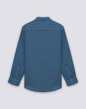 CHEMISE EN LIN À MANCHES LONGUES POUR ENFANT AVEC COL CORÉEN