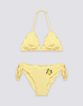 BIKINI BAMBINA STAMPA JUICY STRIPES CON RICAMO FRUTTA