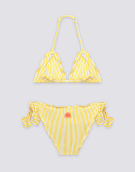 BIKINI BAMBINA STAMPA JUICY STRIPES CON RICAMO FRUTTA