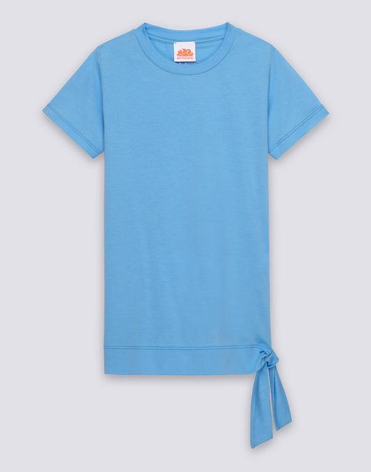 MINIVESTIDO DE NIÑA LISO CON LAZO