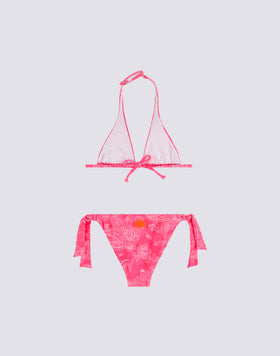BIKINI PARA NIÑA CON TRIÁNGULO AMERICANO Y BAÑADOR CON TIRANTES ESTAMPADO HIBI PAISLEY