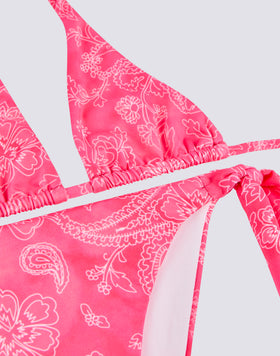 BIKINI PARA NIÑA CON TRIÁNGULO AMERICANO Y BAÑADOR CON TIRANTES ESTAMPADO HIBI PAISLEY