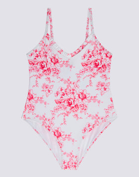 BAÑADOR DE UNA PIEZA PARA NIÑA CON ESTAMPADO ROSE DE JOIE